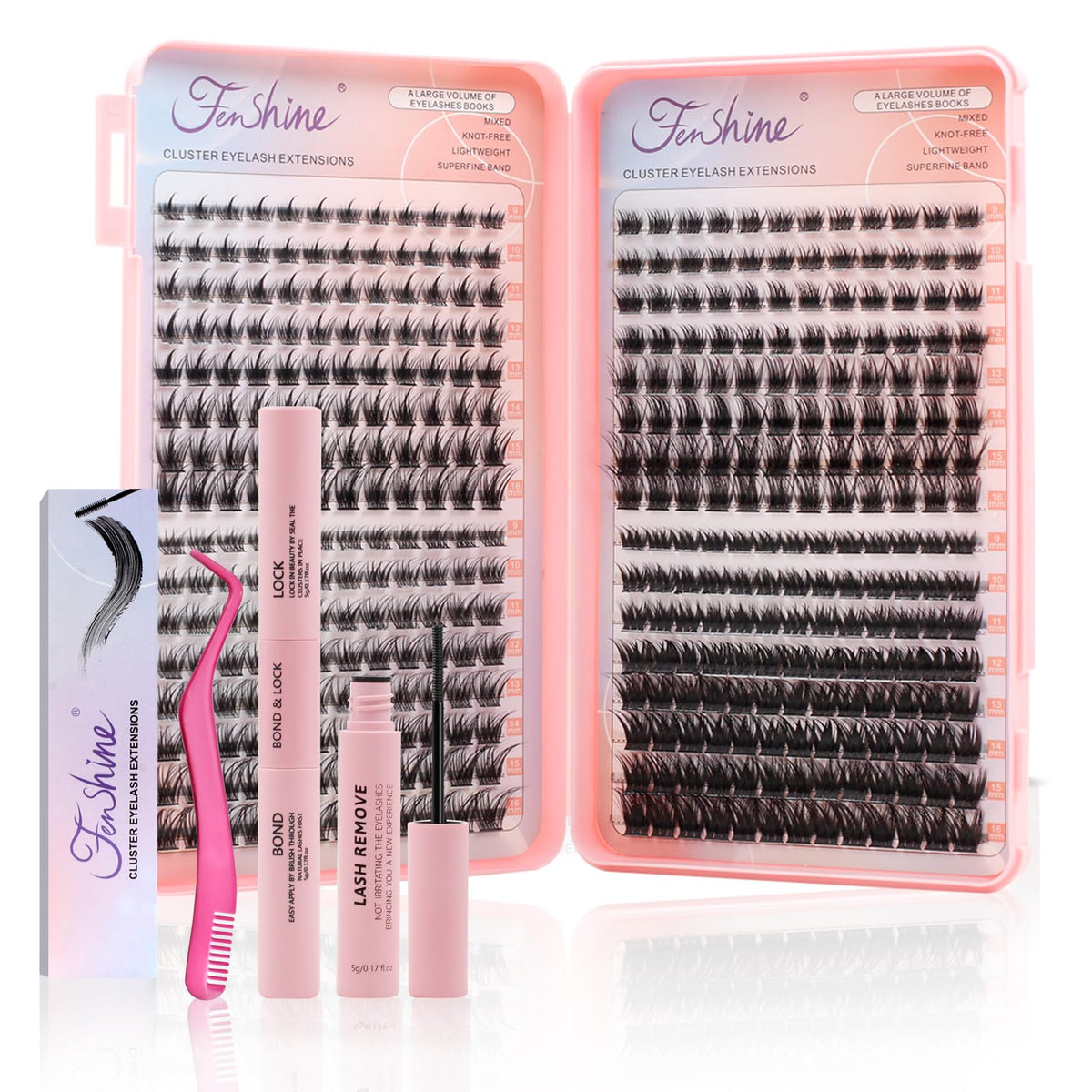 Cluster Eyelash Extension Kit, Extra Large Capacity Set, DIY Individual Lash Extension at Home… Beauty & Personal Care fenshine beauty