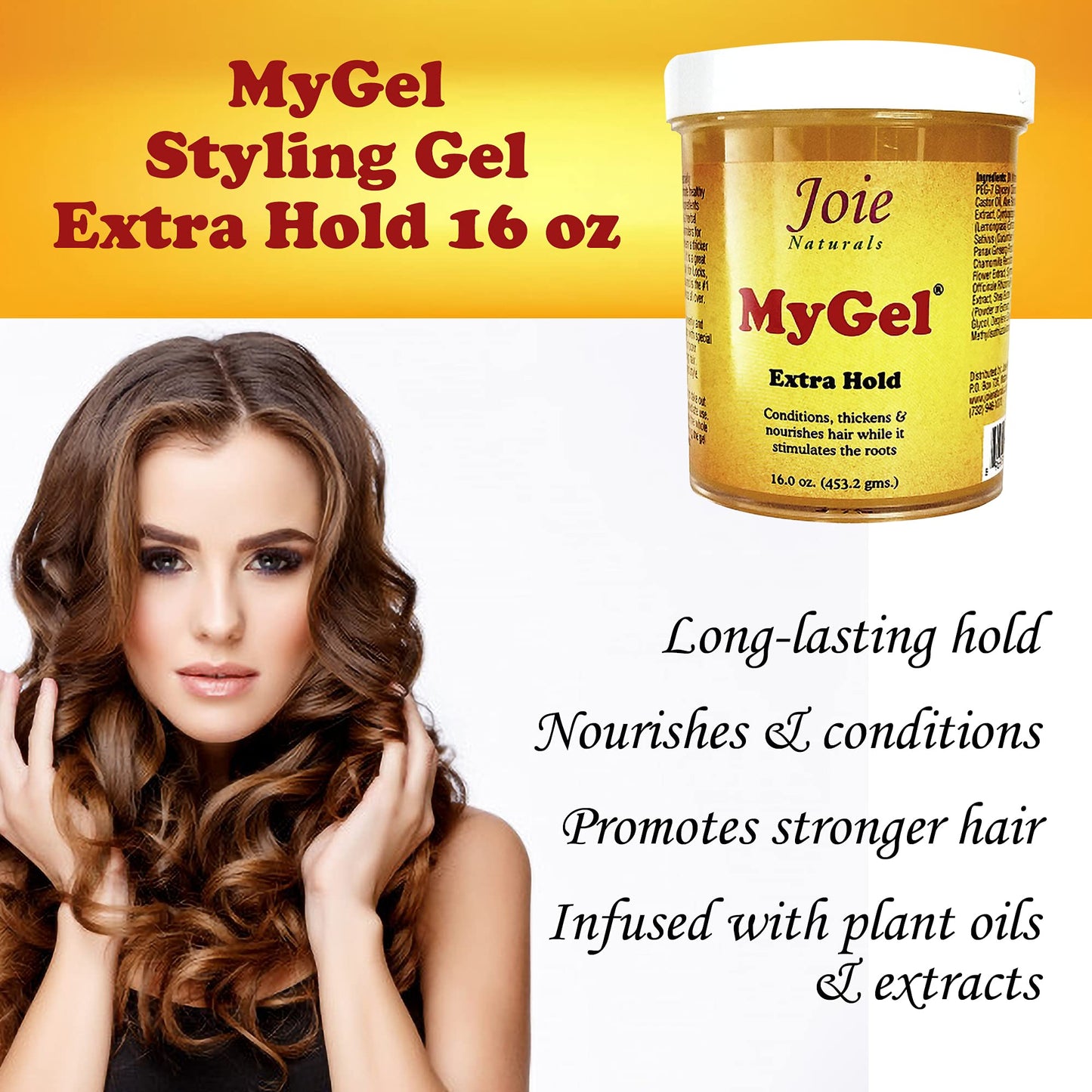 Joie Naturals MyGel Extra Hold - Hair Gel for Men & Women - Styling Gel for Curly Hair (16 Ounces) Beauty & Personal Care Joie
