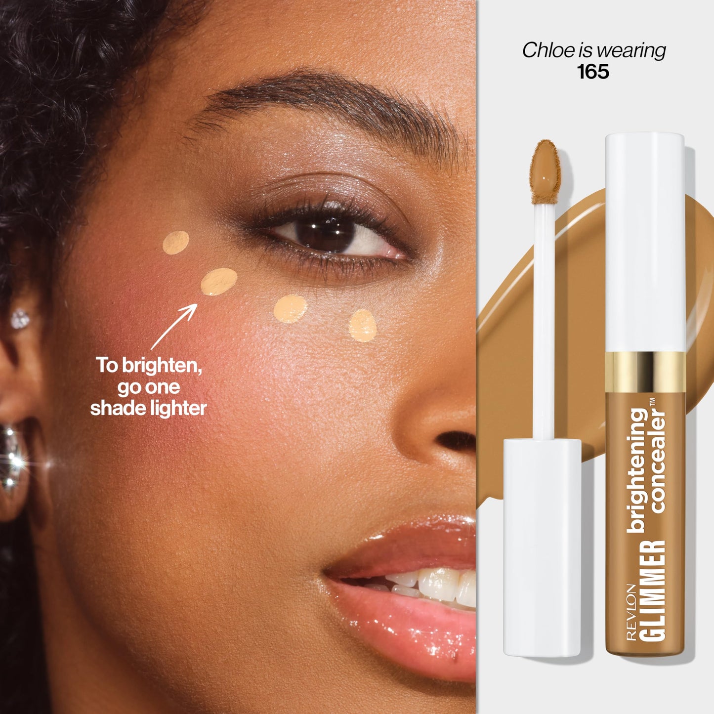 Revlon Glimmer Brightening Concealer, Liquid Under Eye Makeup, Made with Caffeine, Vitamin C, & Stevioside, 165, 0.3 fl oz Beauty & Personal Care REVLON