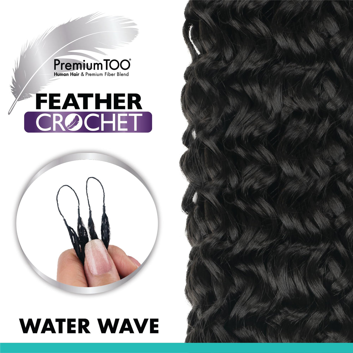 Sensationnel PremiumToo Feather Crochet Braids-Water Wave,18in, 1 JETBLACK