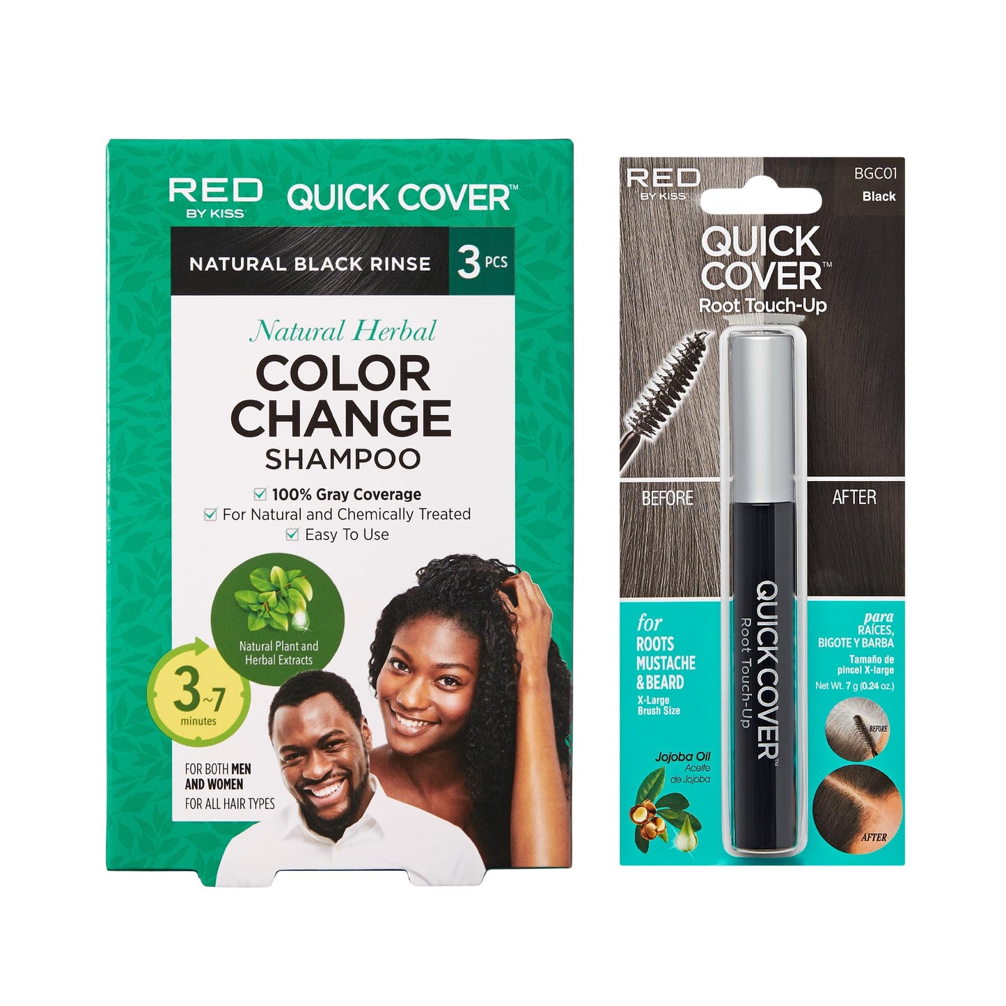 Red by Kiss Color Change Shampoo - Permanent Hair Color with 100% Gray Coverage, Quick 7-10 Minute Formula, No Tools Needed, Herbal Extracts, Includes Beauty & Personal Care Red by Kiss