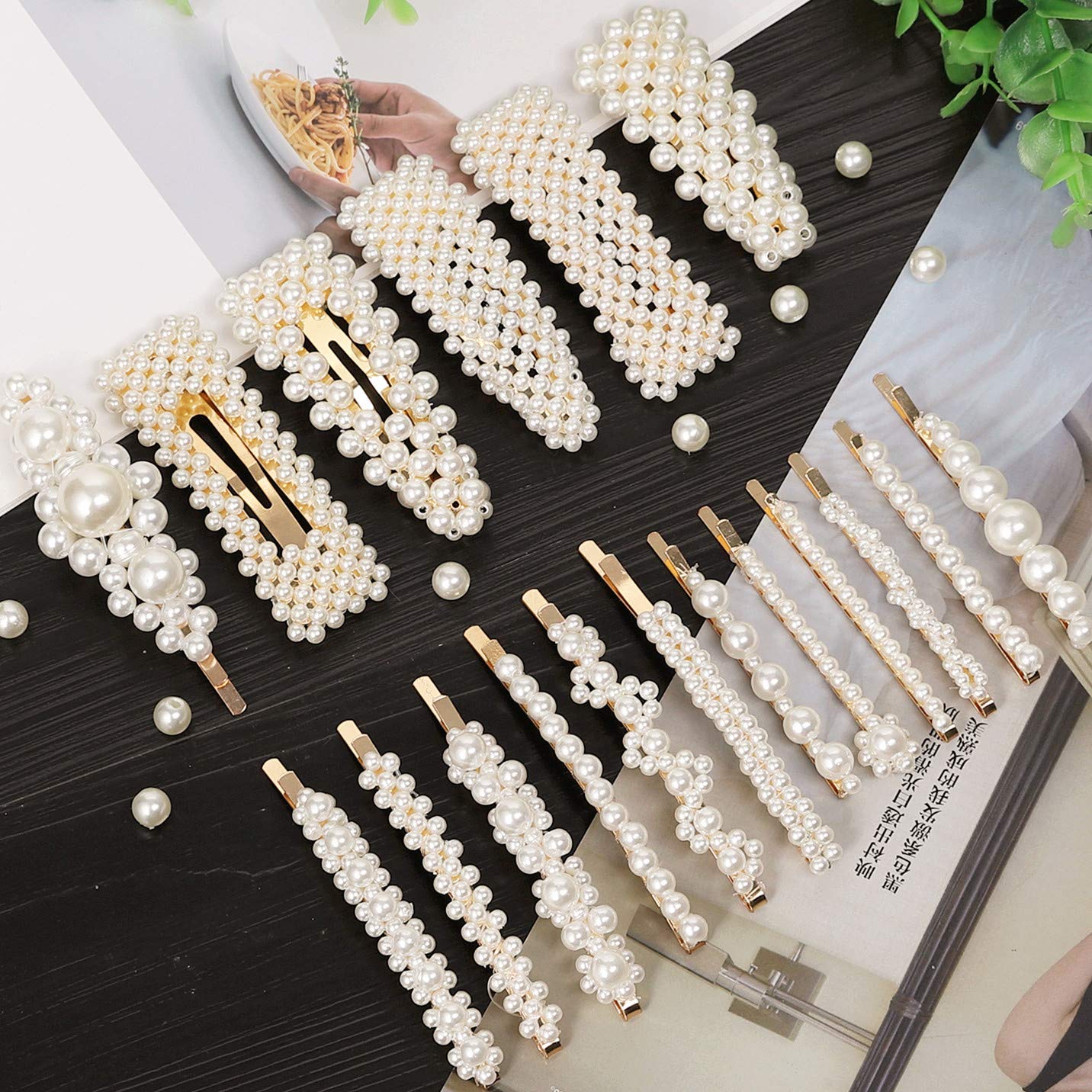 laxizar 18 Pcs Pearl Hair Clips Large Hair Clips Barrette Hair for Women Girls Fashion Hair Accessories Beauty & Personal Care LAXIZAR