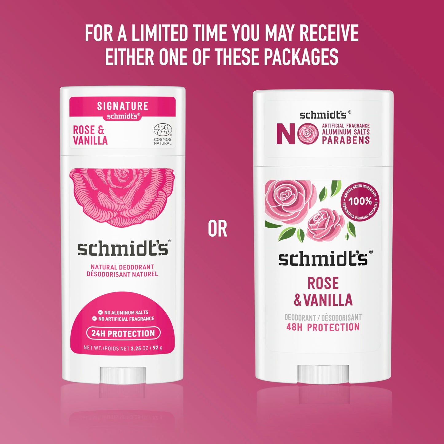Schmidt's Aluminum-Free Vegan Deodorant Rose & Vanilla with 24 Hour Odor Protection for Women and Men, Natural Ingredients, Cruelty-Free, 2.65 oz Beauty and Personal Care Schmidt's