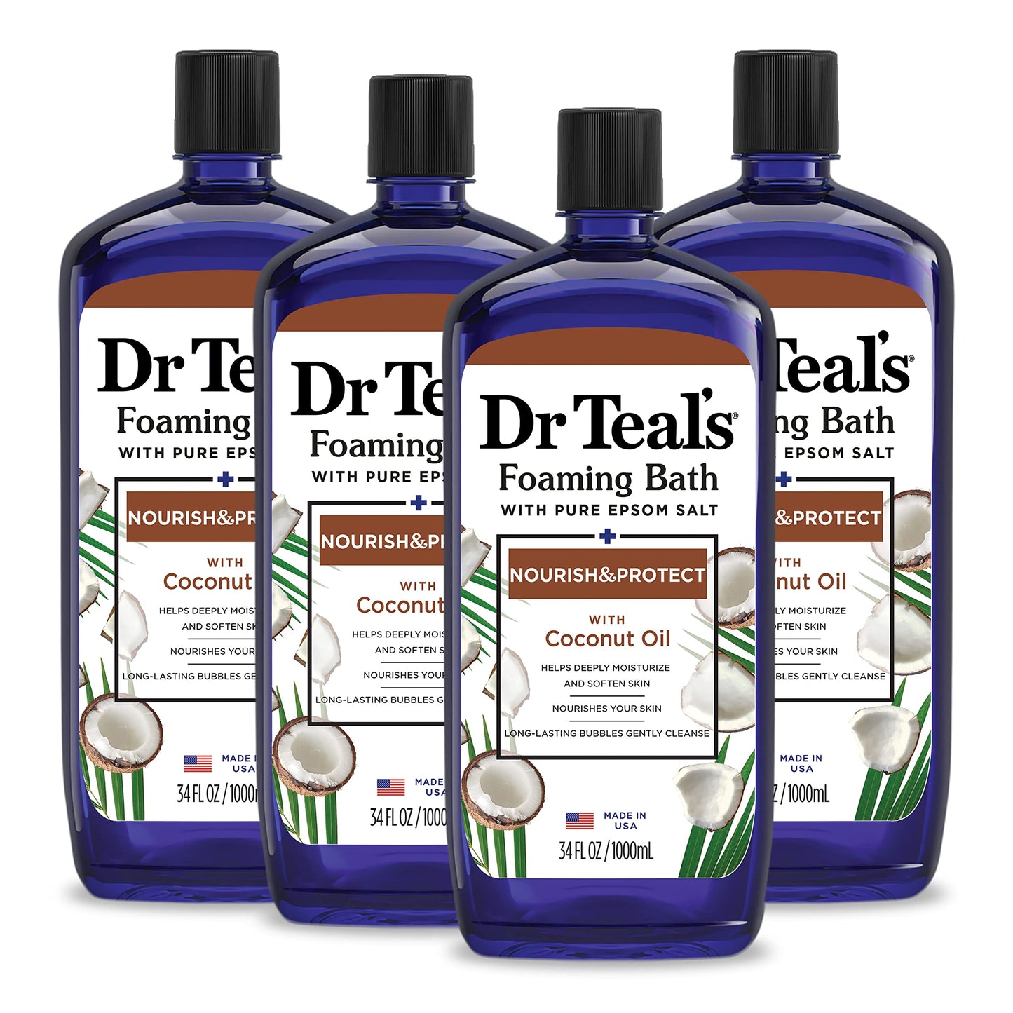 Dr Teal's Foaming Bath with Pure Epsom Salt, Nourish & Protect with Coconut Oil, 34 fl oz (Pack of 4) Beauty & Personal Care Dr Teal's