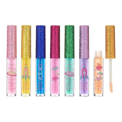 EXPRESSIONS 7pc Girls Rule The Galaxy Lip Gloss Collection For Girls Teens & Women, Flavored Lip Gloss Glitter Lip Kit Party Favors Beauty & Personal Care EXPRESSIONS
