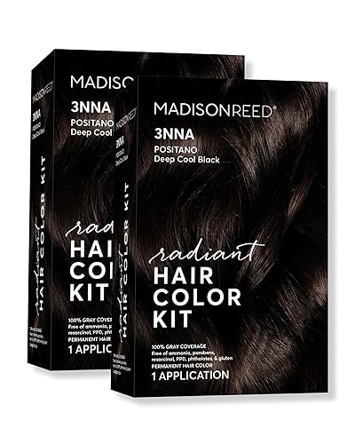 Madison Reed Radiant Hair Color Kit - 3NNA Cool Black-Brown with Ash Undertones (Positano Black), Dimensional Gray Hair Blending Permanent Hair Dye Beauty & Personal Care Madison Reed