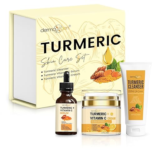 Dermaxgen Turmeric Complete Facial Care Kit - Organic Glowing Skin Anti-Aging, Rejuvenating, Boosting Collagen & Hydrating - Day & Night Brightening Beauty & Personal Care DERMAXGEN