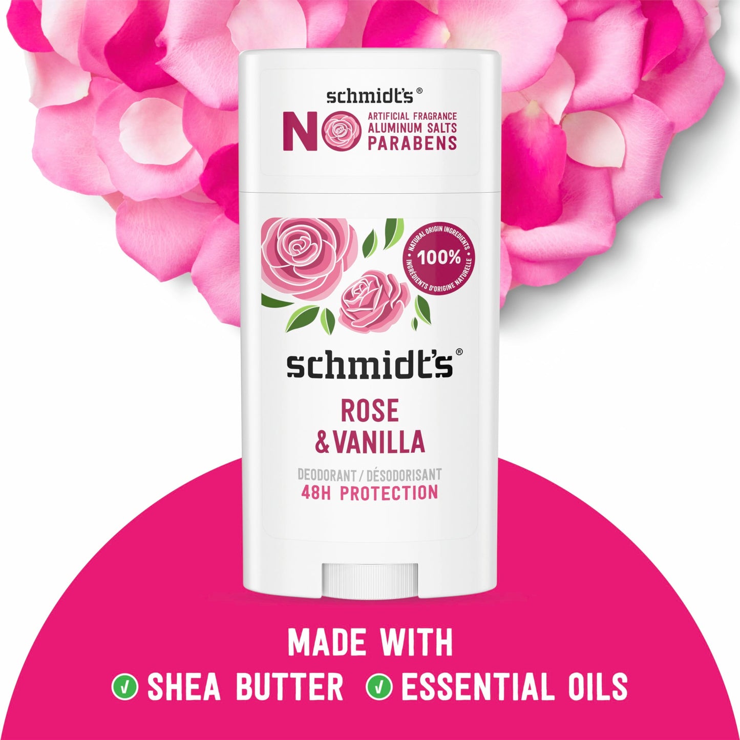 Schmidt's Aluminum-Free Vegan Deodorant Rose & Vanilla with 24 Hour Odor Protection 2 Count for Women and Men, Natural Ingredients, Cruelty-Free, 2.65 Beauty and Personal Care Schmidt's