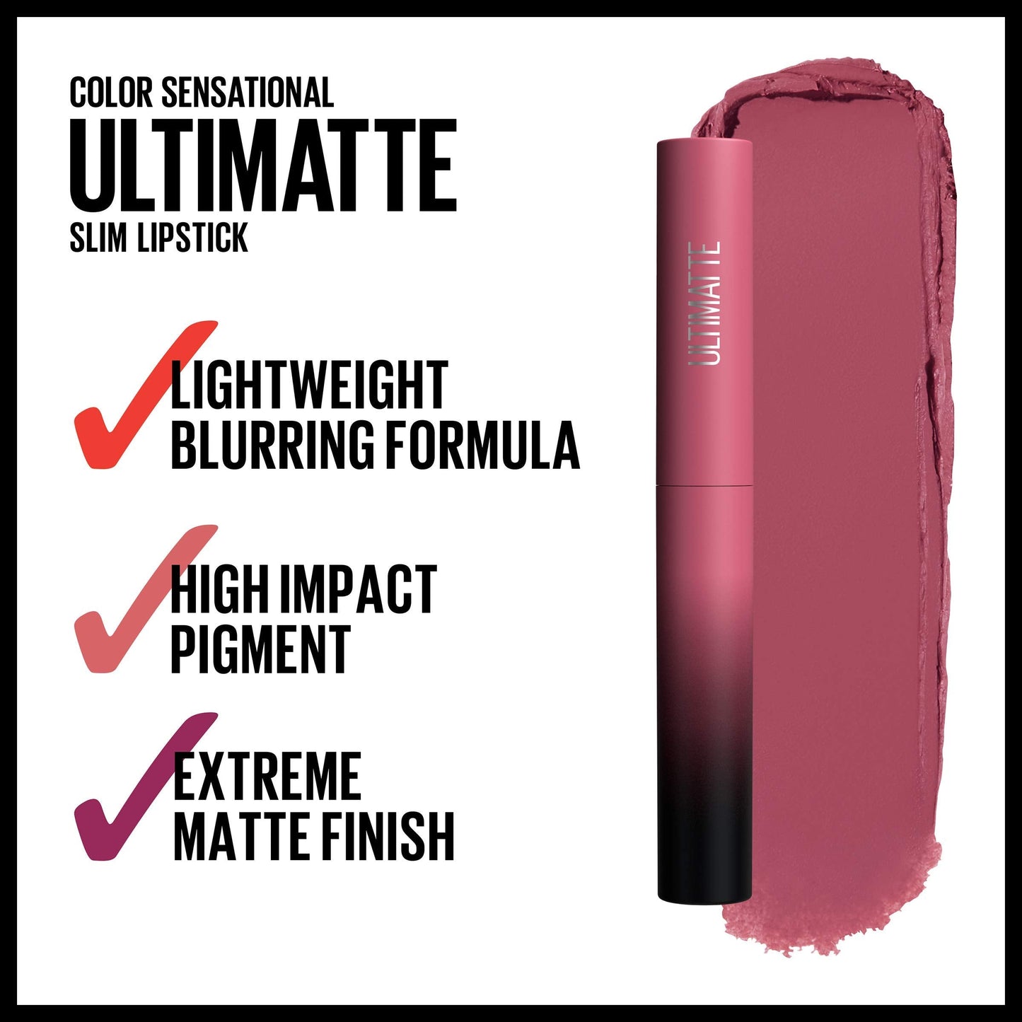 MAYBELLINE Color Sensational Ultimatte Matte Lipstick, Non-Drying, Intense Color Pigment, More Mauve, Purple Mauve Pink, 1 Count Beauty & Personal Care MAYBELLINE