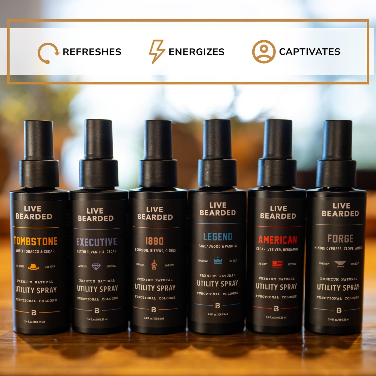 Live Bearded Utility Spray - All Purpose Cologne with Natural Fragrance - Made in the USA - 3.4 fl oz Bottle | Tombstone Scent - Sweet Tobacco, Cedar Beauty & Personal Care Live Bearded
