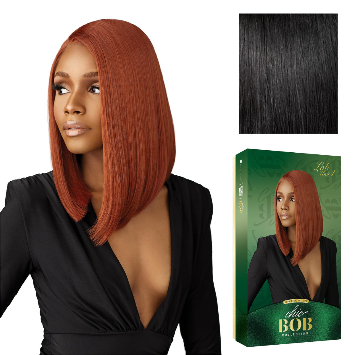 Sensationnel Chicbob Lace Frontwig-Lob Unit 1, 1 JETBLACK