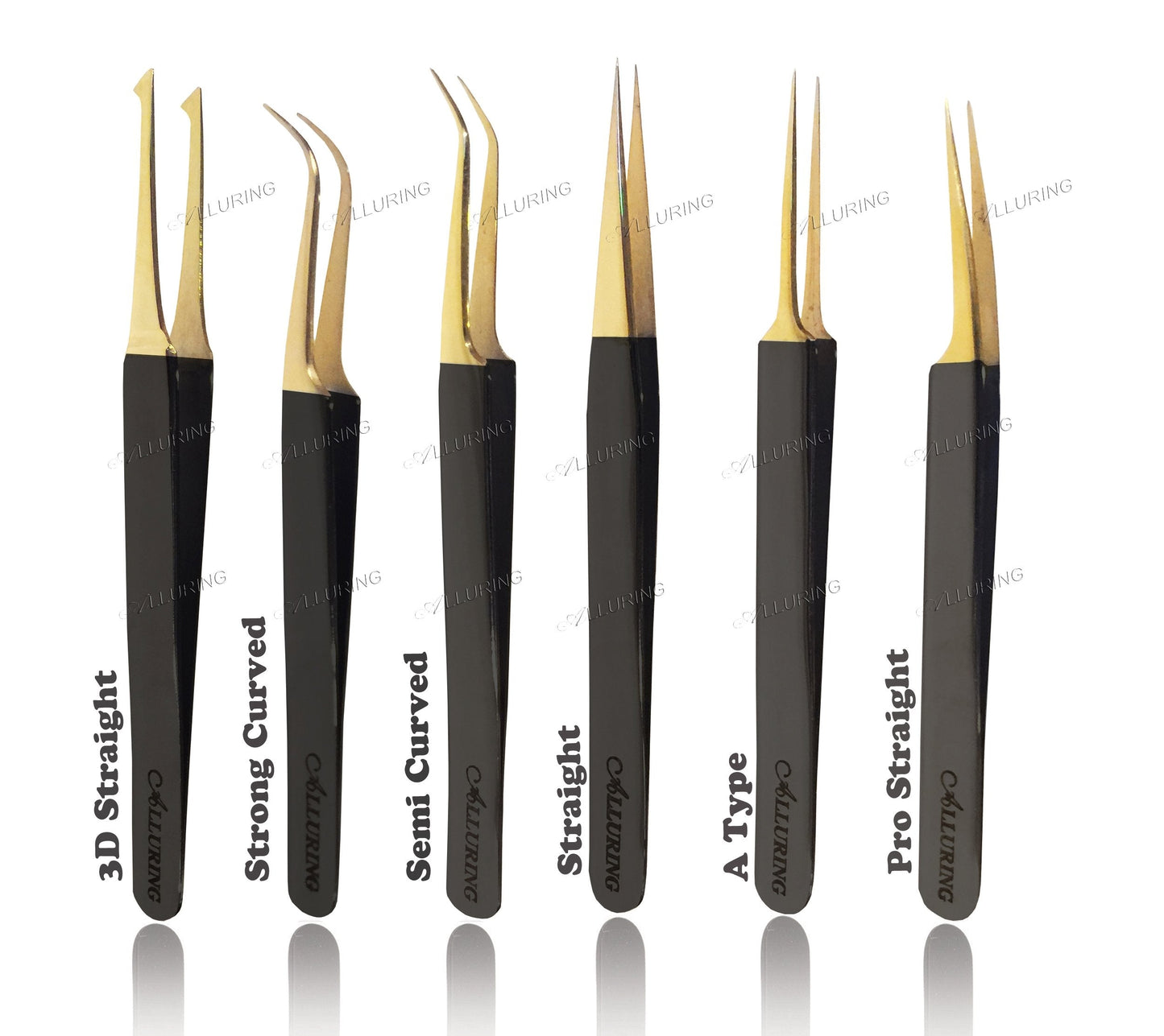 Alluring Black with Gold Tip Tweezers for Eyelash Extension - Straight Beauty and Personal Care Alluring