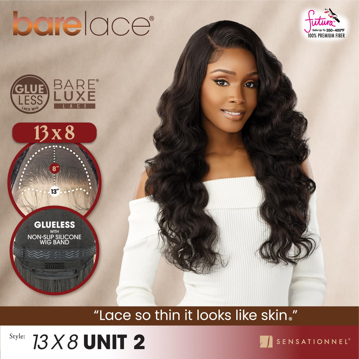 Sensationnel Barelace 13x8 LaceWig-Unit 2, 1 JETBLACK