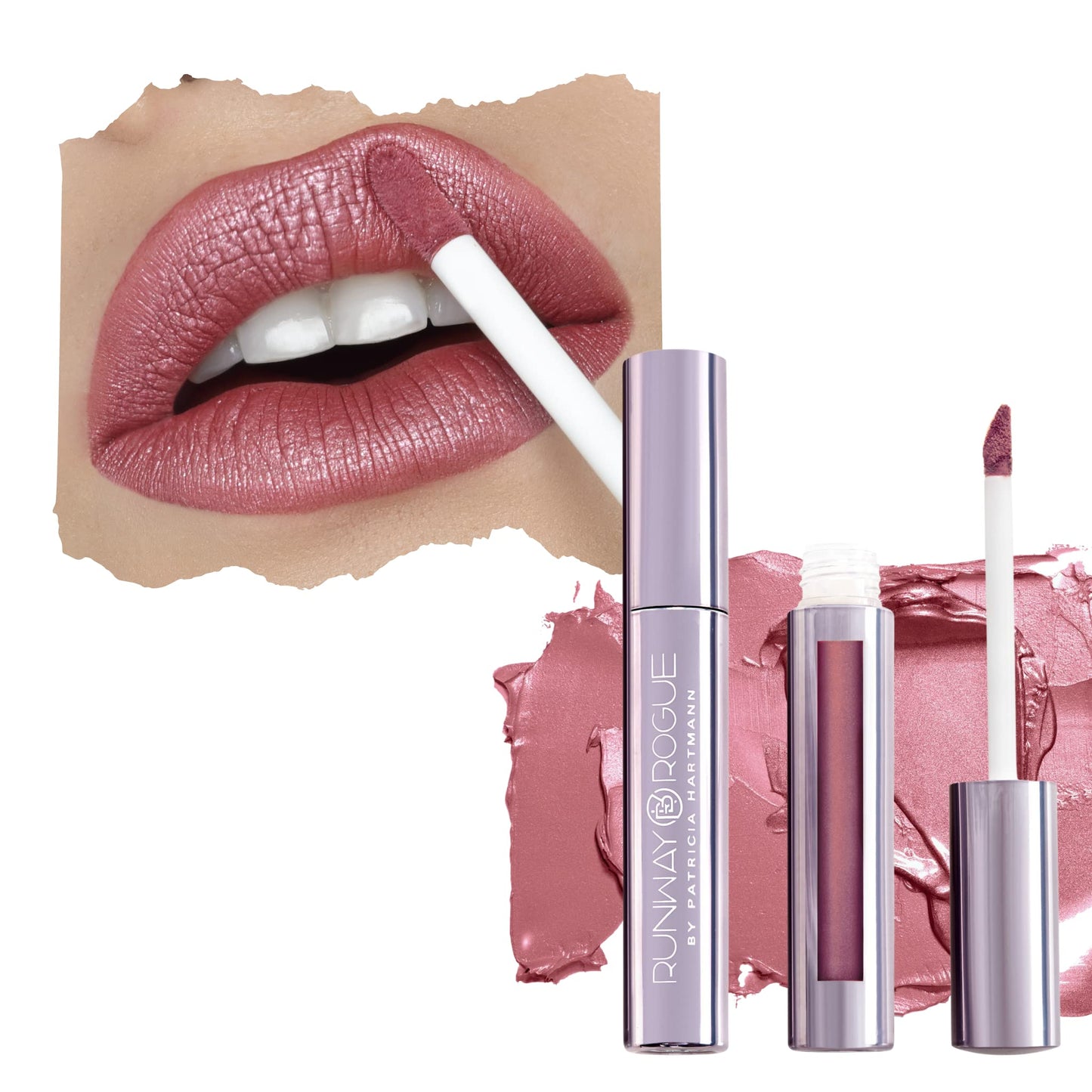Runway Rogue Pearl Glam Long Wear Shimmer Liquid Lipstick, Metallic Pale-Mauve Lipstick with Silver and Gold Shimmer, ‘Boss Babe’ Beauty & Personal Care Runway Rogue