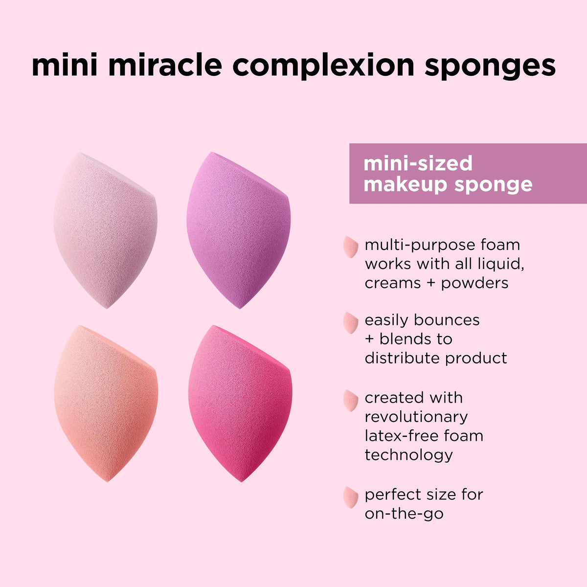 Real Techniques Mini Miracle Complexion Sponge for Makeup, 4 Count