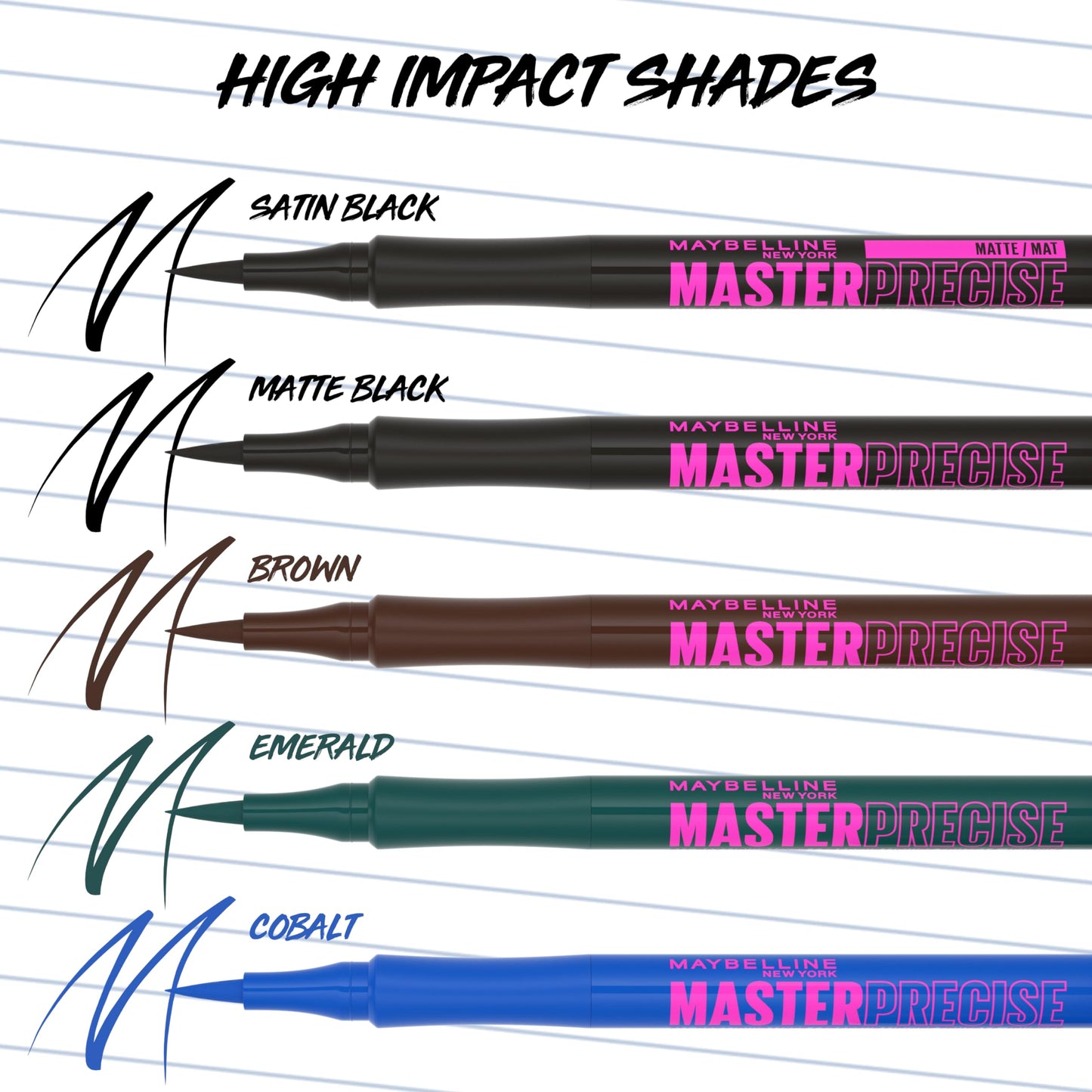 Maybelline Eyestudio Master Precise All Day Waterproof Liquid Eyeliner Makeup, Black, 2 Count (Packaging May Vary) Beauty & Personal Care MAYBELLINE