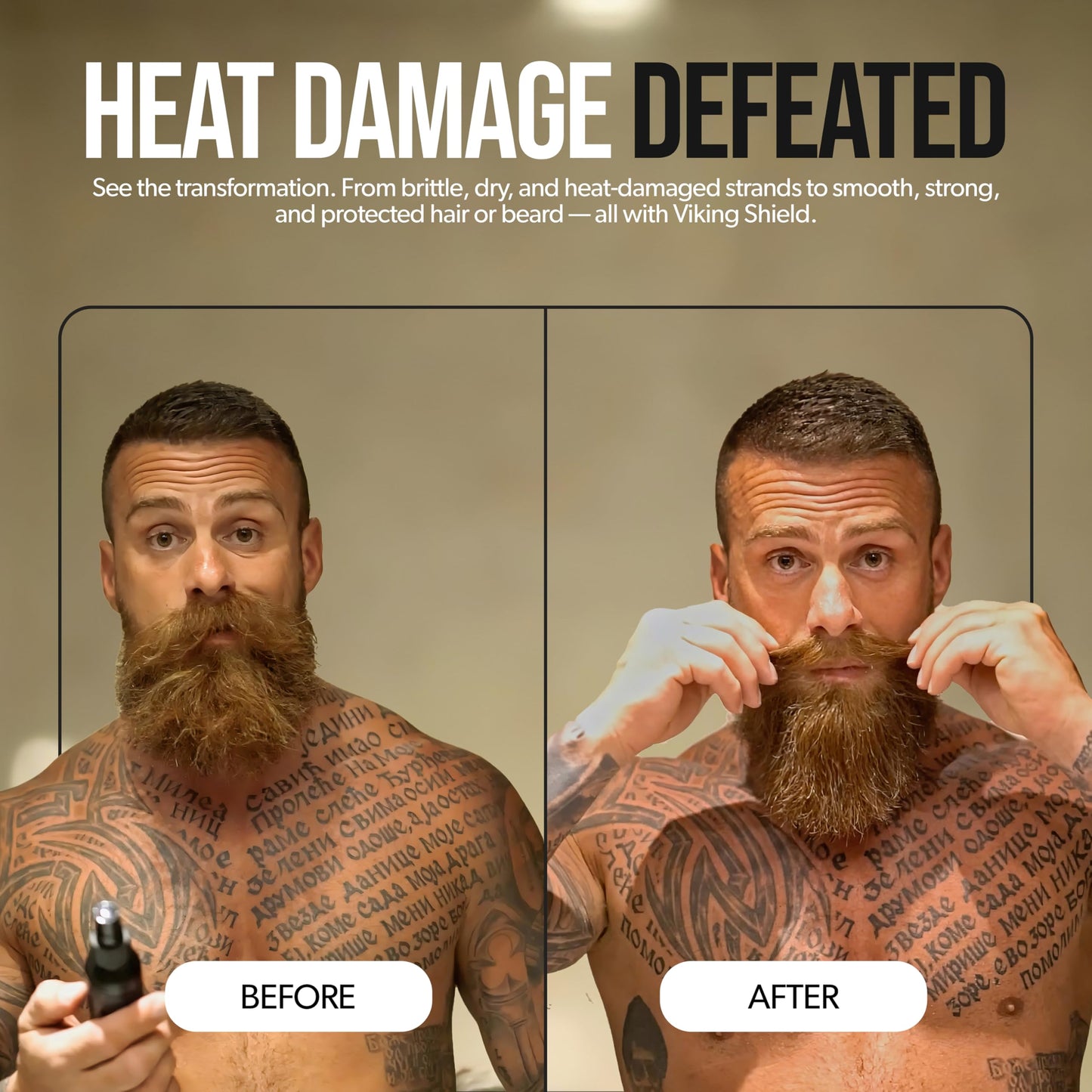 Beard & Hair Heat Protectant Spray - Viking Shield Beard Spray for Men, Protects Hair from Heat Damage of Straightener and Styling - Argan Oil Thermal Beauty & Personal Care The Beard Struggle