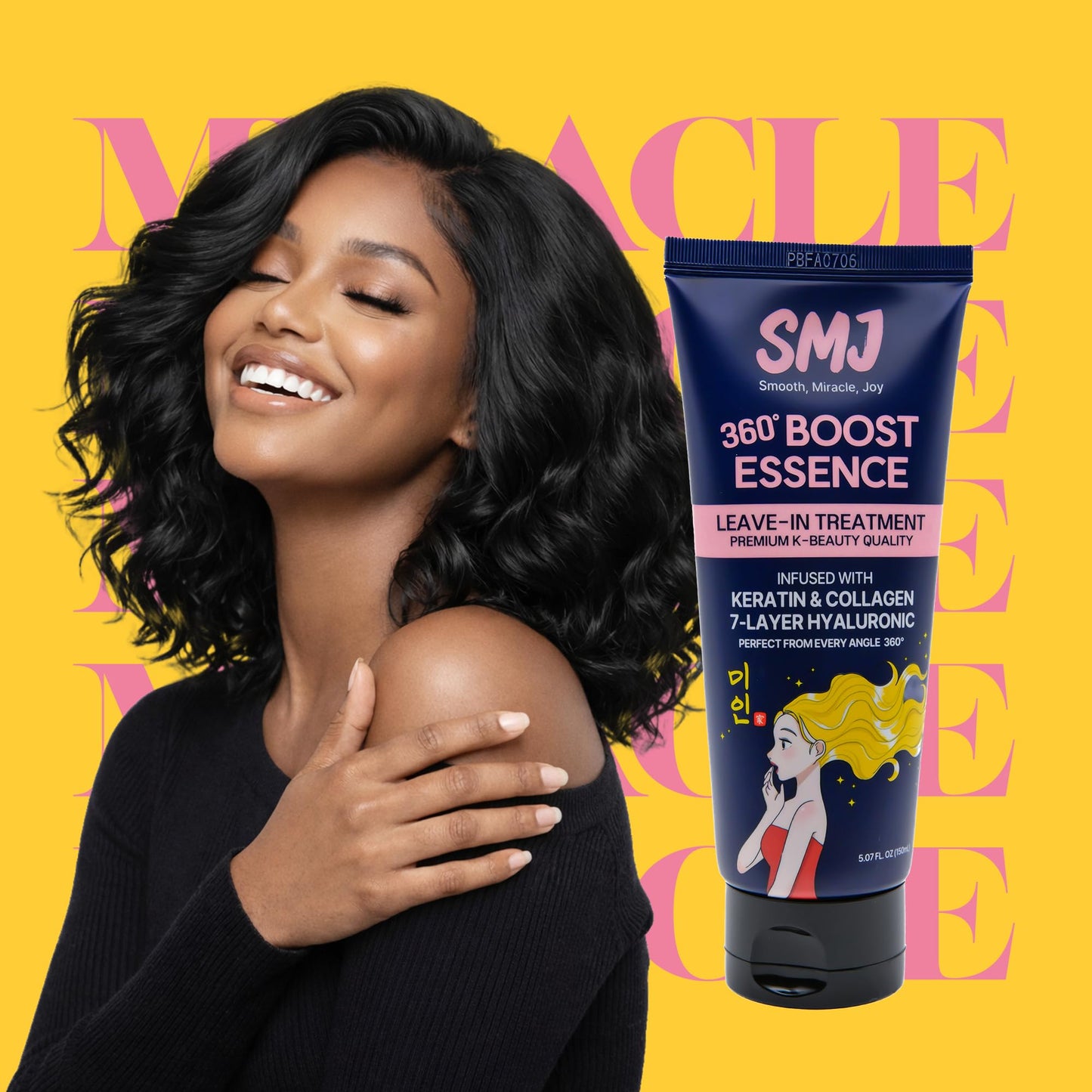 SMJ 360° BOOST ESSENCE LEAVE-IN TREATMENT | Silky K-Beauty Hair Essence | Anti-Frizz & Shine | Keratin, Collagen & 7-Layer Hyaluronic Acid | USA Beauty & Personal Care SMJ