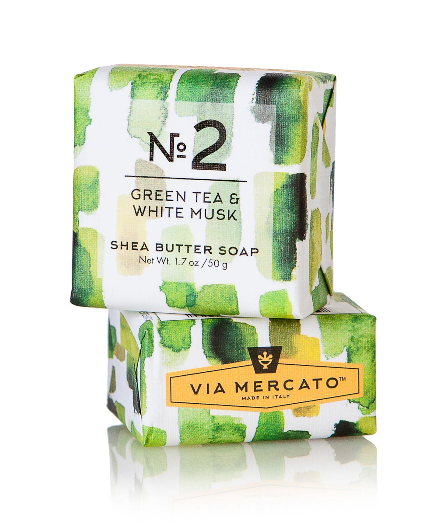 Via Mercato Travel Sized Italian Soap Bar (50g) - No. 2 Green Tea and White Musk Beauty & Personal Care Via Mercato