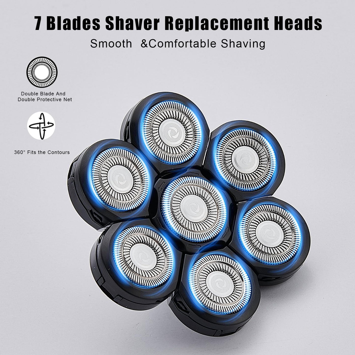 7 Blades Head Shaver Replacement Heads, 1 Count Beauty and Personal Care Filymosie