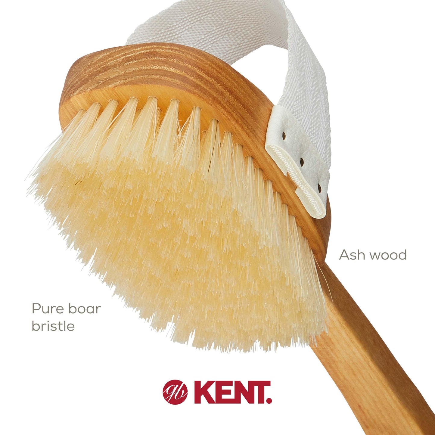 Kent FD3 Luxury Beechwood Body Scrubbing Exfoliating Bath/Shower Brush with 100% Pure White Bristle. Long Handle with Detachable Head, Wet/Dry Back Beauty and Personal Care KENT