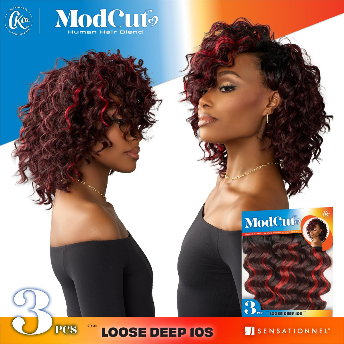 Sensationnel Curls Kinksandco ModCut 3pcs Bundles -Loose Deep 10S,M44