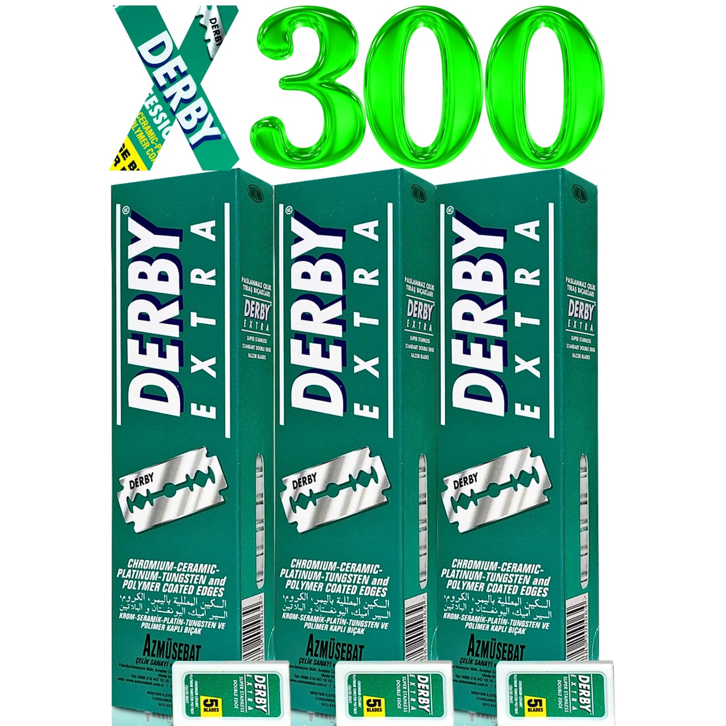 Derby Extra Professional Double Edge Razor Blades for straight razor (300) Beauty and Personal Care the shave factory