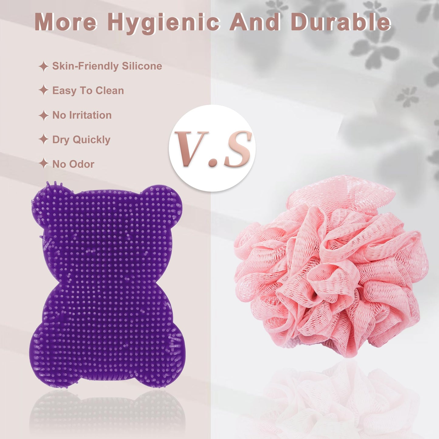 VOCOSTE Soft Silicone Body Scrubber, Sensory Brushes, Silicone Loofah, Pet Shower Brush, Bath Brush, Purple Beauty and Personal Care VOCOSTE