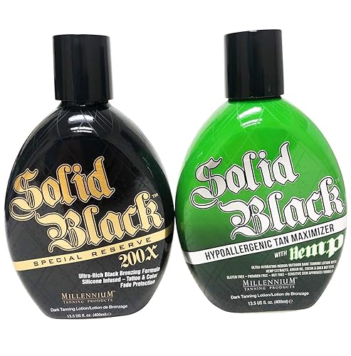 2 Pack - Millennium Tanning Solid Black Special Reserve 200x + Millennium Tanning Solid Black Hypoallergenic Tan Maximizer w Hemp Beauty & Personal Care Millennium Tanning
