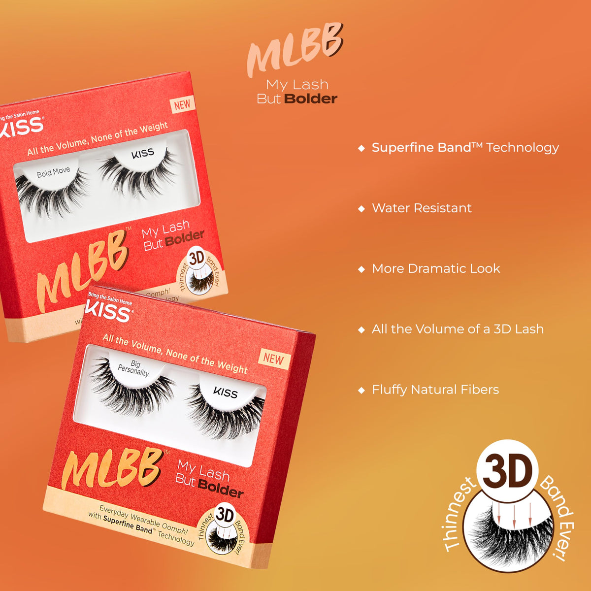 Kiss My Lash But Bolder, False Eyelashes, 'Slim Thicc', 16mm, Includes 1 Pair, Easy to Apply, Reusable Lash Clusters