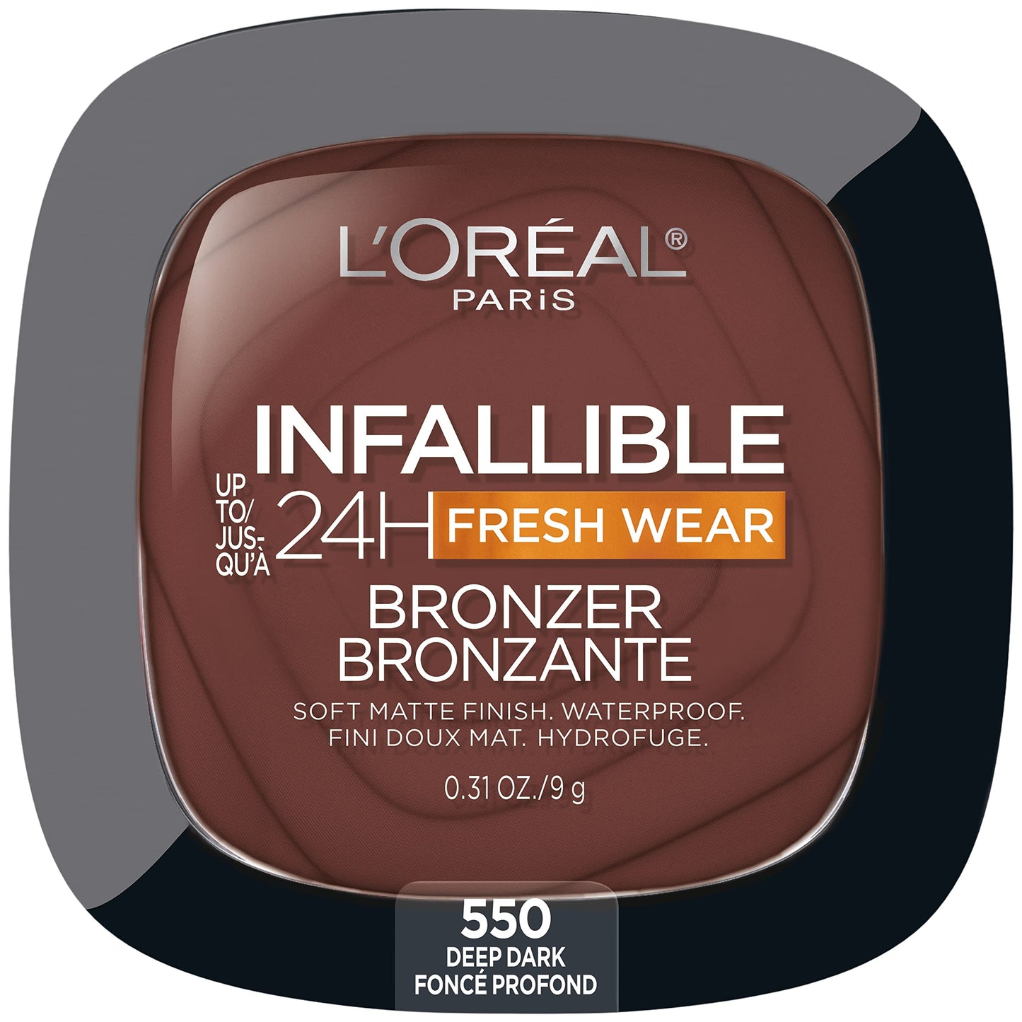 L'Oreal Paris Infallible Up to 24H Fresh Wear Soft Matte Longwear Bronzer. Waterproof, heatproof, Transfer, humidity and sweatproof, Deep Dark, 0.31 Beauty & Personal Care L'Oreal Paris