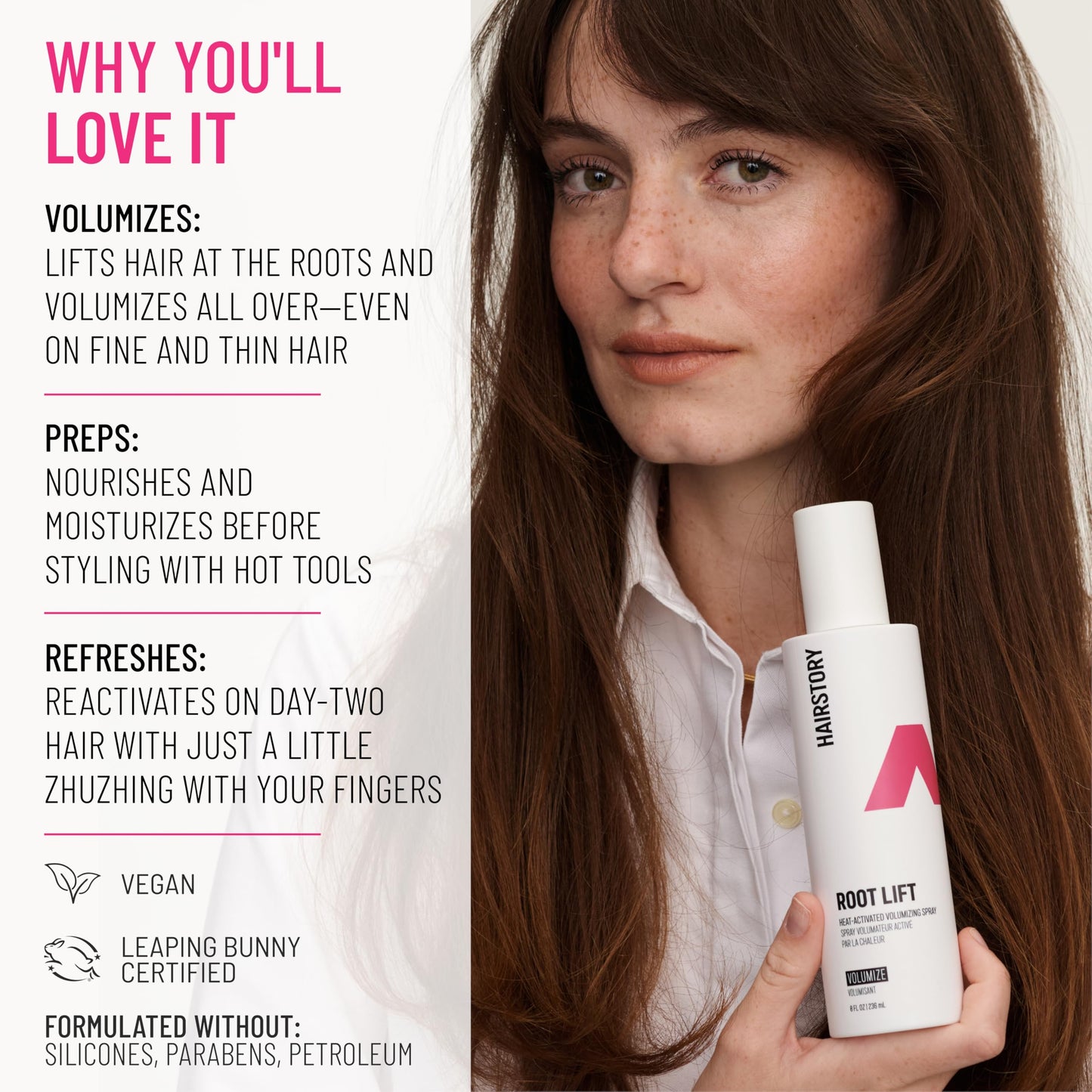 Hairstory Root Lift - Heat Activated Volumizing Hair Spray, Root Booster for Fine and Thin Hair, Adds Volume and Body, Nourishes and Moisturizes, 8 Fl Beauty & Personal Care Hairstory