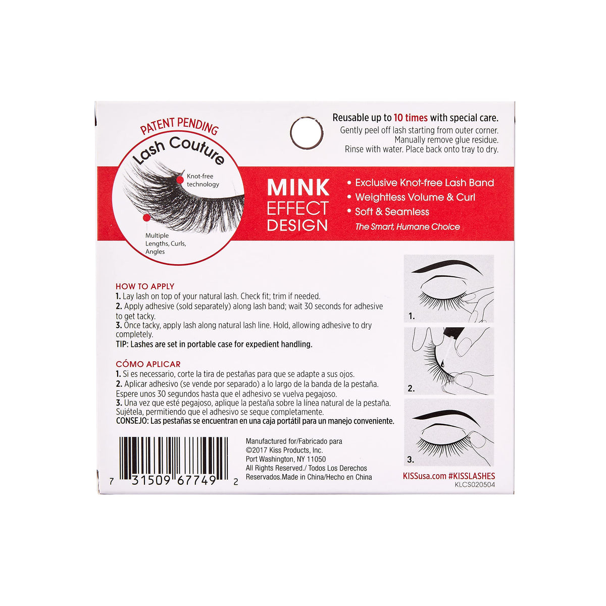 KISS Lash Couture Faux Mink Collection False Eyelashes, ‘Little Black Dress’, 10mm, Easy to Apply, Reusable, Vegan & Cruelty free, No Damage Beauty & Personal Care KISS