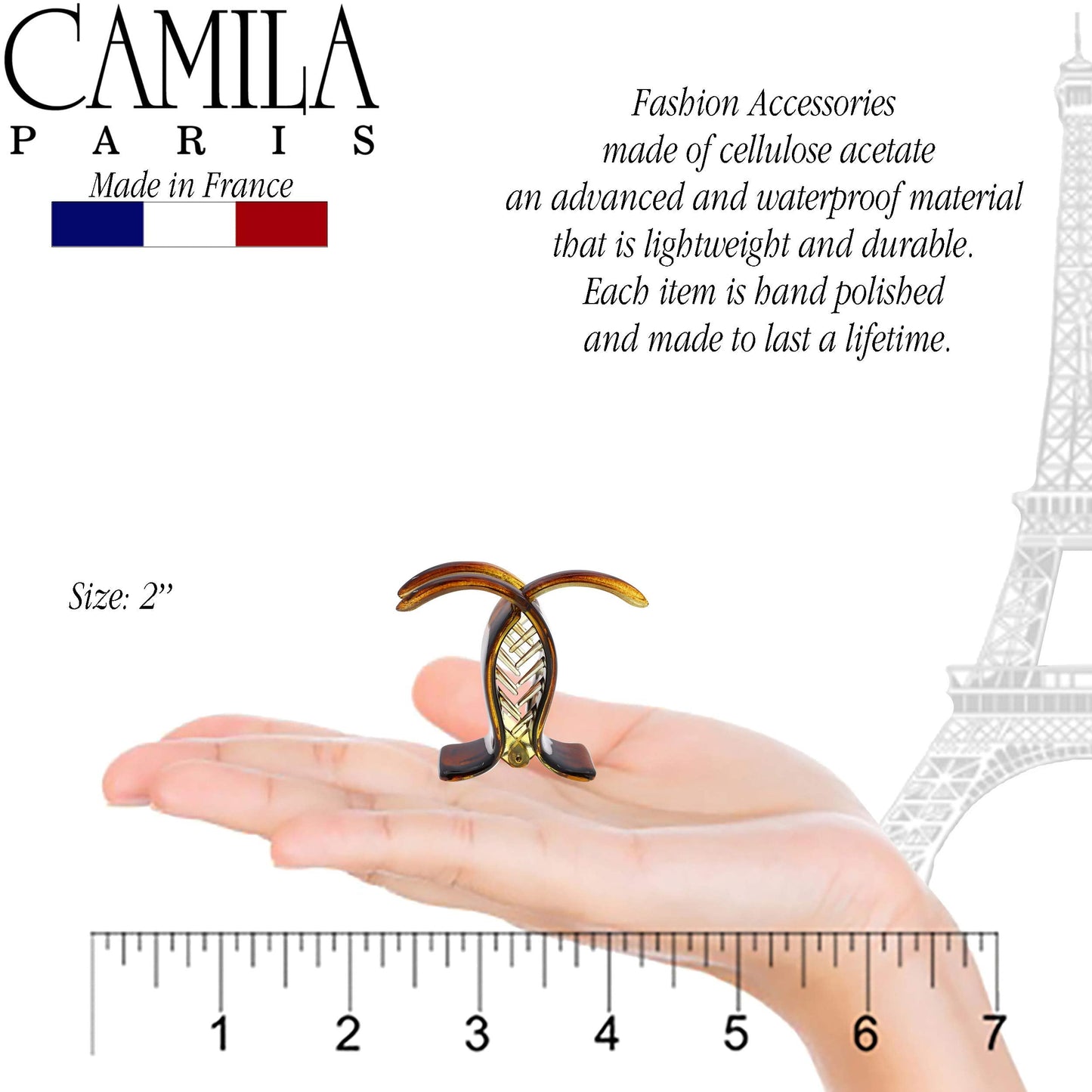 Camila Paris NV06 French Hair Clip for Women, Brown 3 Teeth Ponytail Holder, Girls Hair Claw Clips Jaw Fashion Durable Styling Hair Accessories Beauty & Personal Care Camila