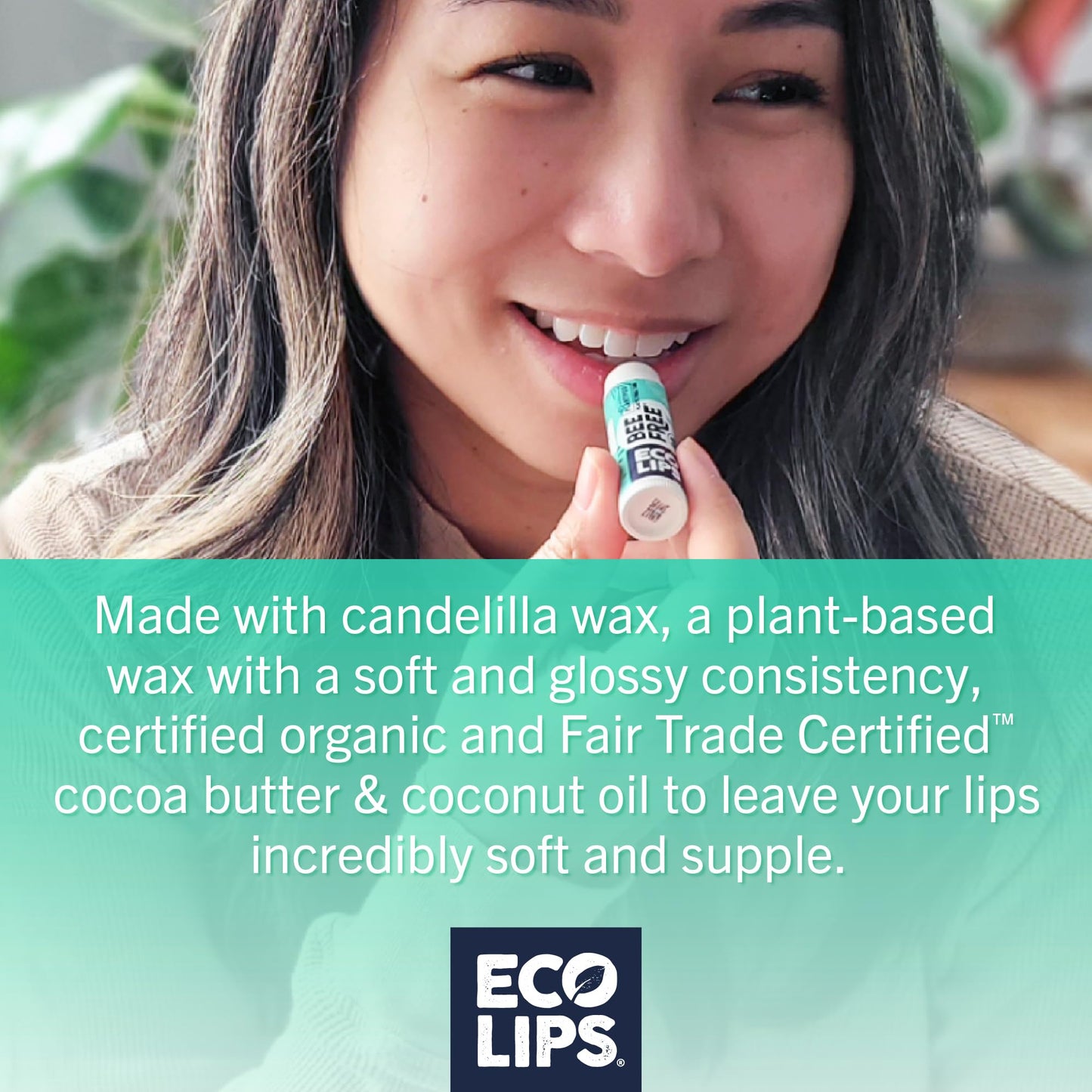Eco Lips Bee Free Vegan Unscented 100% Natural Lip Balm - Soothe and Moisturize Dry, Cracked and Chapped Lips - 100% Plastic-Free Plant Pod Packaging Beauty & Personal Care Eco Lips