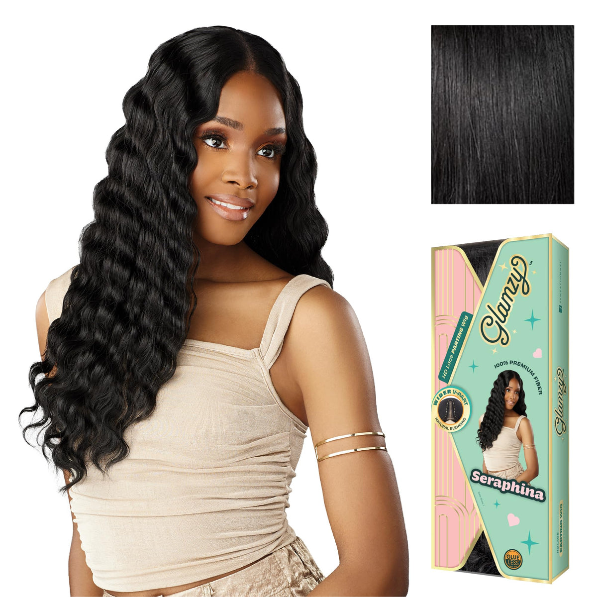 Sensationnel Glamzy Lace Part Wig-Seraphina, 1 JETBLACK