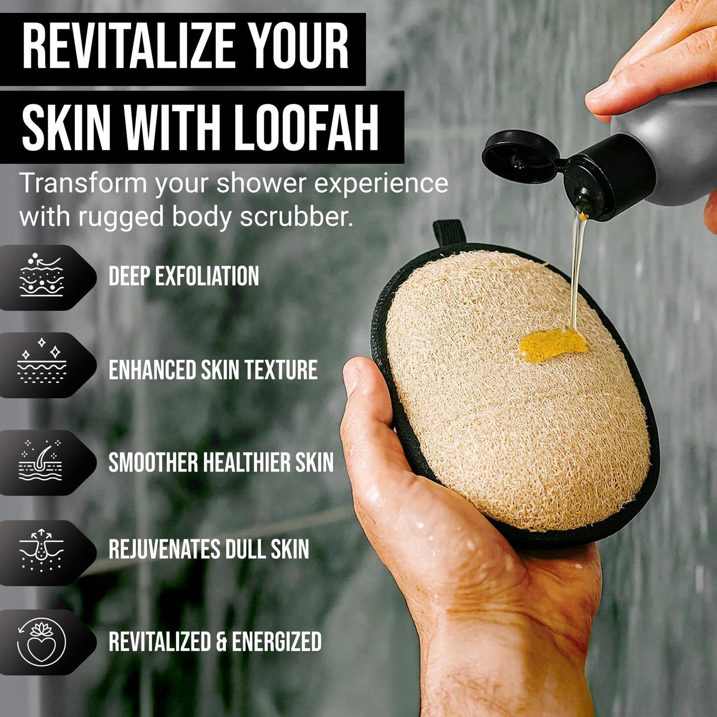 SERRENTO Loofah Body Scrubber Shower - Luffa Sponge 2PCS Black & White Set Beauty and Personal Care CraftsOfEgypt