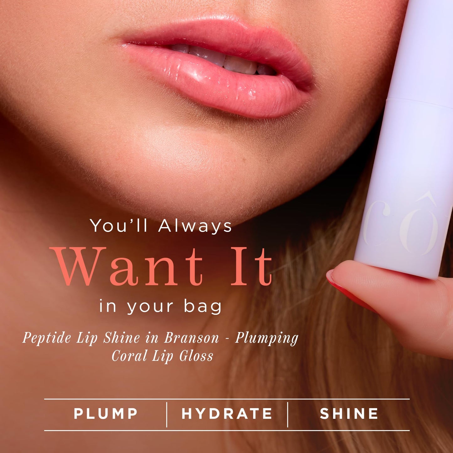 Cote Beauty's Peptide Lip Shine in Branson, Ultra Hydrating & Long-Lasting Coral Plumping Lip Gloss for Women with Hyaluronic Acid, Shea Butter & Beauty & Personal Care Cote Shop