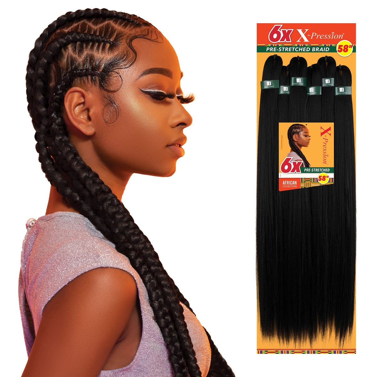 Sensationnel X-Pression Prestretched Braiding Hair-6X Braid 58 Inch,SM1B/30