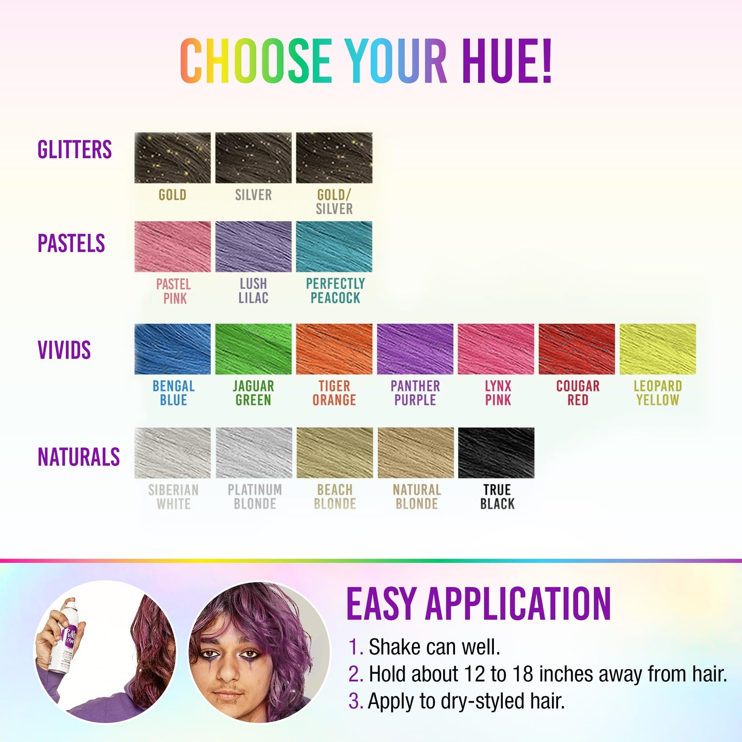 Punky Temporary Hair Color Spray-On, Panther Purple, Non-Damaging Instant Hair Dye, No Bleaching Needed, Non-Sticky, Washable and Leaves No Residue Beauty & Personal Care Punky