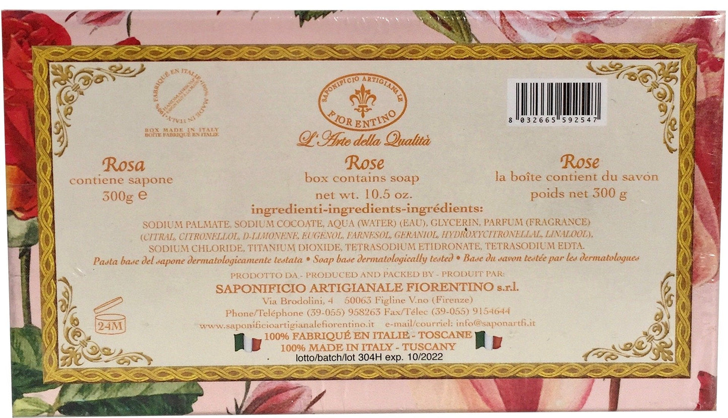 Bar Soap by Saponificio Artigianale Fiorentino- Tuscan Roseto Italian Rosa Rose Scented Soap All Natural Bath Cleanser 10.5 Ounce Beauty & Personal Care Saponificio Artigianale Fiorentino