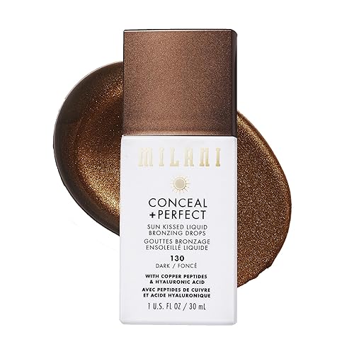 Milani Bronzer- Sun Kiss Bronzing Drops, Conceal + Perfect Liquid Bronzer for Sheer, Weightless Coverage & Hydration enriched with Peptides Beauty & Personal Care Milani