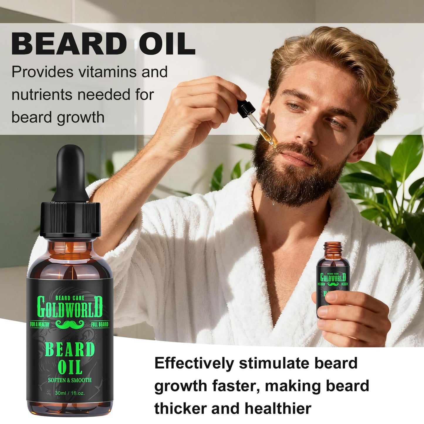 Beard Kit Beard Grooming Kit w/Beard Oil Balm Brush Comb Scissor e-Book Christmas Stocking Stuffers Gifts Ideas for Men Him Dad Boyfriend Husband Mens Beauty & Personal Care GoldWorld