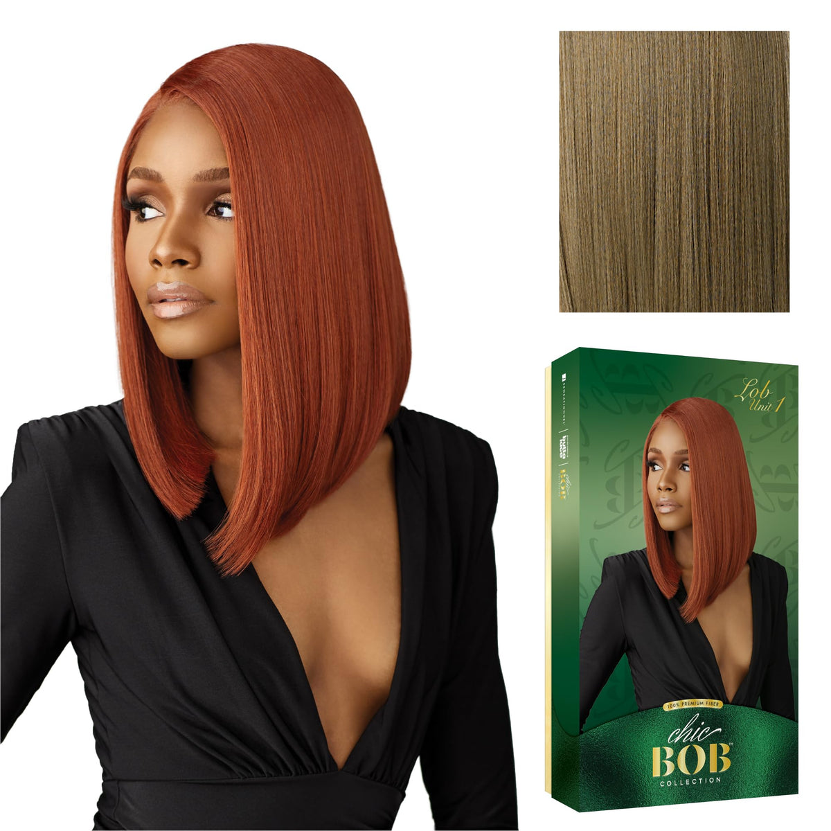 Sensationnel Chicbob Lace Frontwig-Lob Unit 1, LIGHTASHBROWN