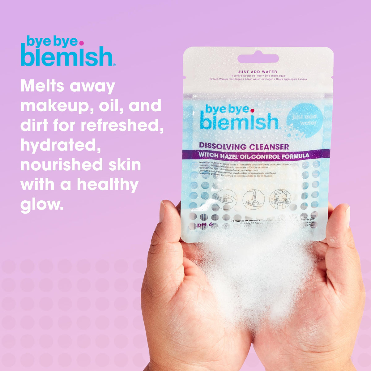 Bye Bye Blemish Dissolving Cleanser Sheets - Witch Hazel Oil-Control Face Wash, Water-Activated Facial Paper Soap for Acne-Prone Skin, Removes Dirt Beauty & Personal Care Bye Bye Blemish