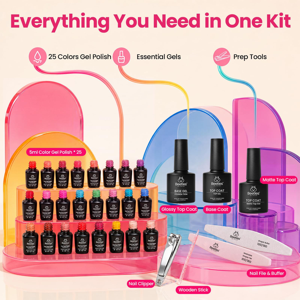 Beetles Fall Gel Polish Kit, Chic Outfits Collection, 25 Colors
