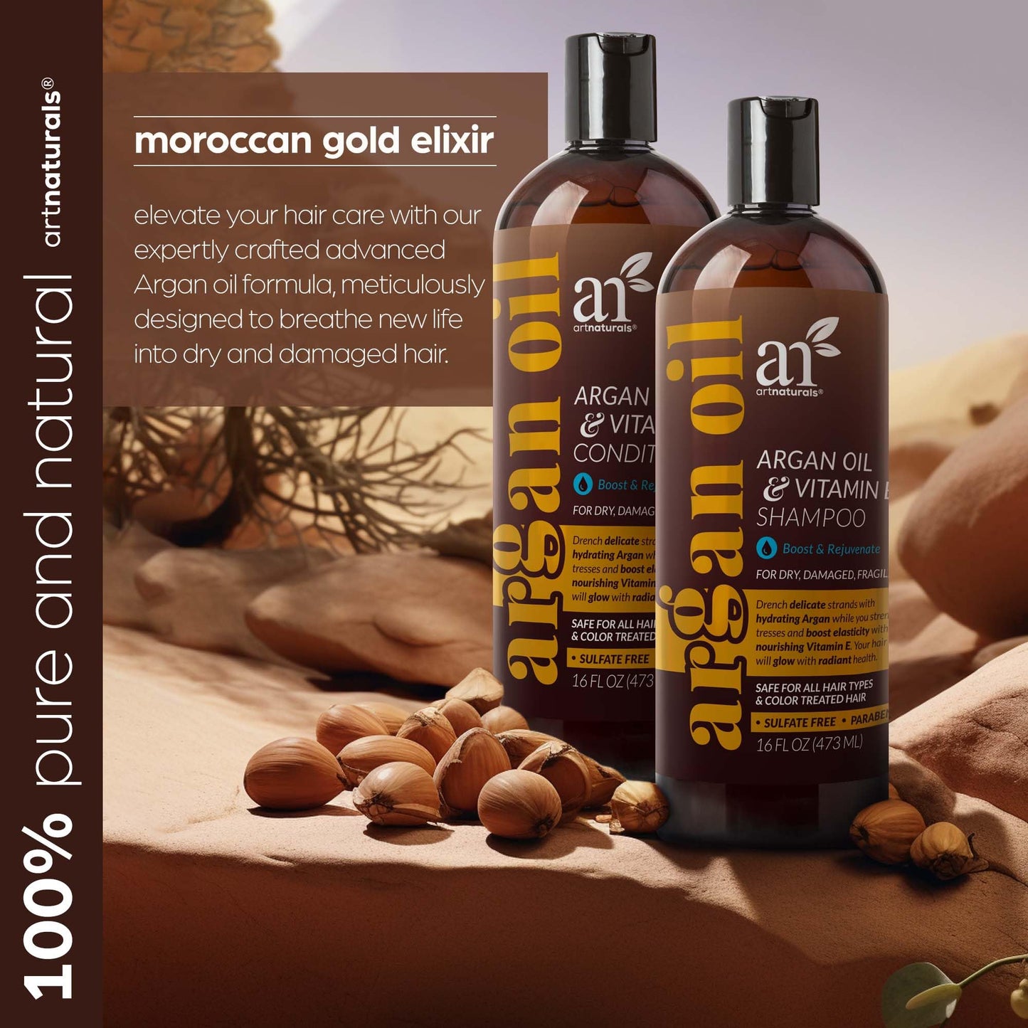 artnaturals Moroccan Argan Oil Hair Loss Shampoo & Conditioner Set - (2 x 16 Fl Oz / 473ml) - Sulfate Free Hair Regrowth for Men & Women Beauty & Personal Care Artnaturals