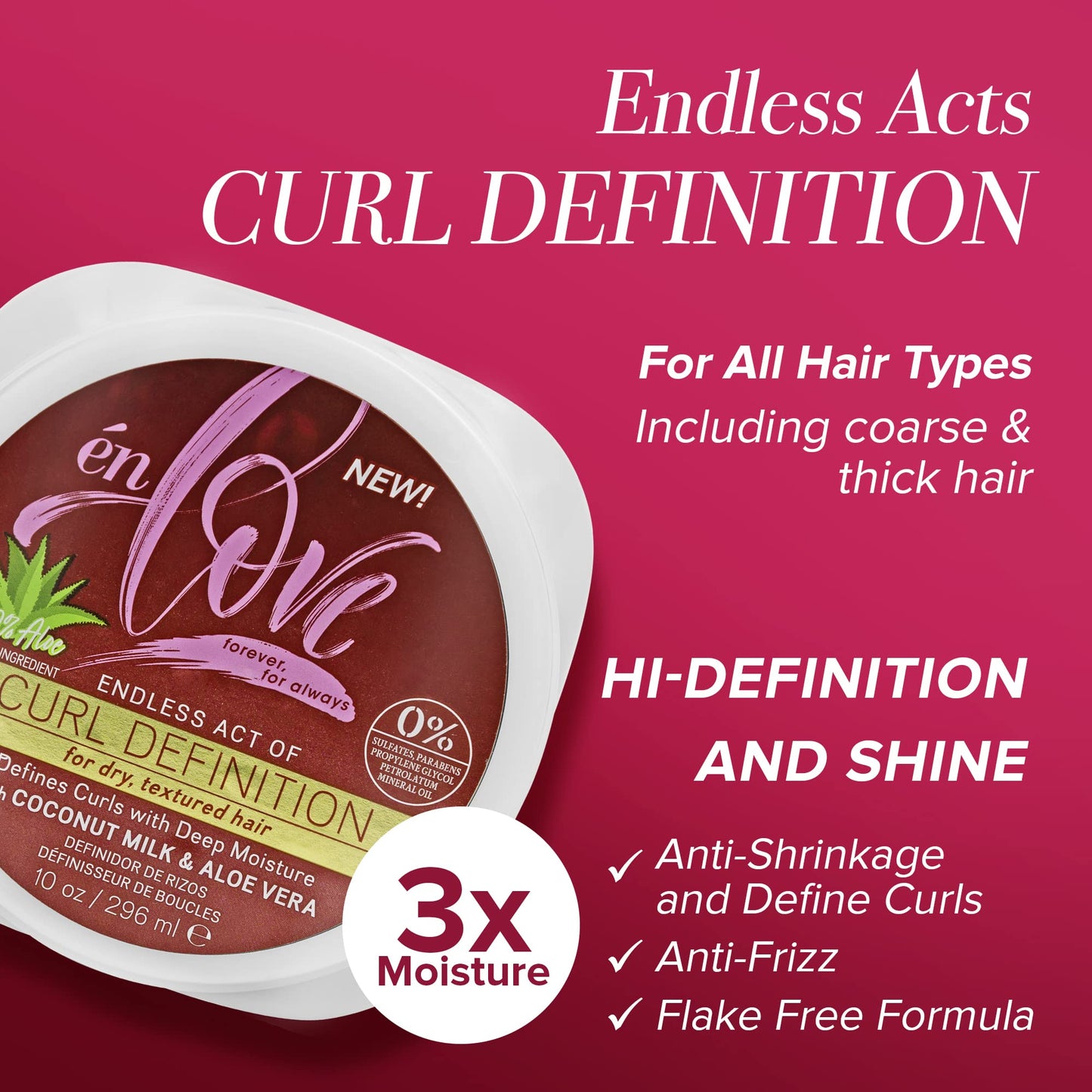 én Love Endless Acts of Curl Definition | Organic Coconut Milk & Aloe Vera | Curl & Coil Definer (2C to 4C) | Hi-Definition and Shine | Anti-Shrinkage Beauty & Personal Care én Love