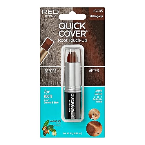RED by Kiss Quick Cover Root Touch Up Stick, Water-Resistant Temporary Gray Hair Concealer with Brush for Roots and Beard, Long-Lasting Coverage, Easy Beauty & Personal Care KISS