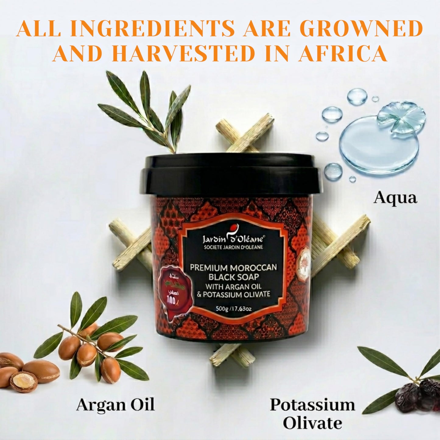 Jardin Oleane Moroccan Black Soap with Argan Oil 500g - 100% Natural Artisan Beldi Soap, Body Scrub, Pure & Natural, Purifying, Cleansing, exfoliating Beauty & Personal Care Jardin Oleane
